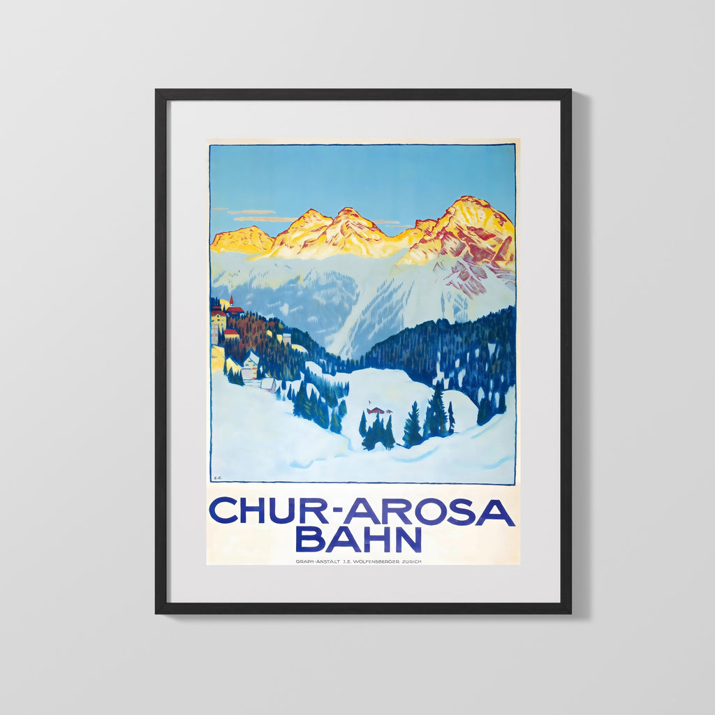 Classic Travel Poster - Chur Arosa - Bahn Travel Vintage Framed Prints Gallery Frame 16x20