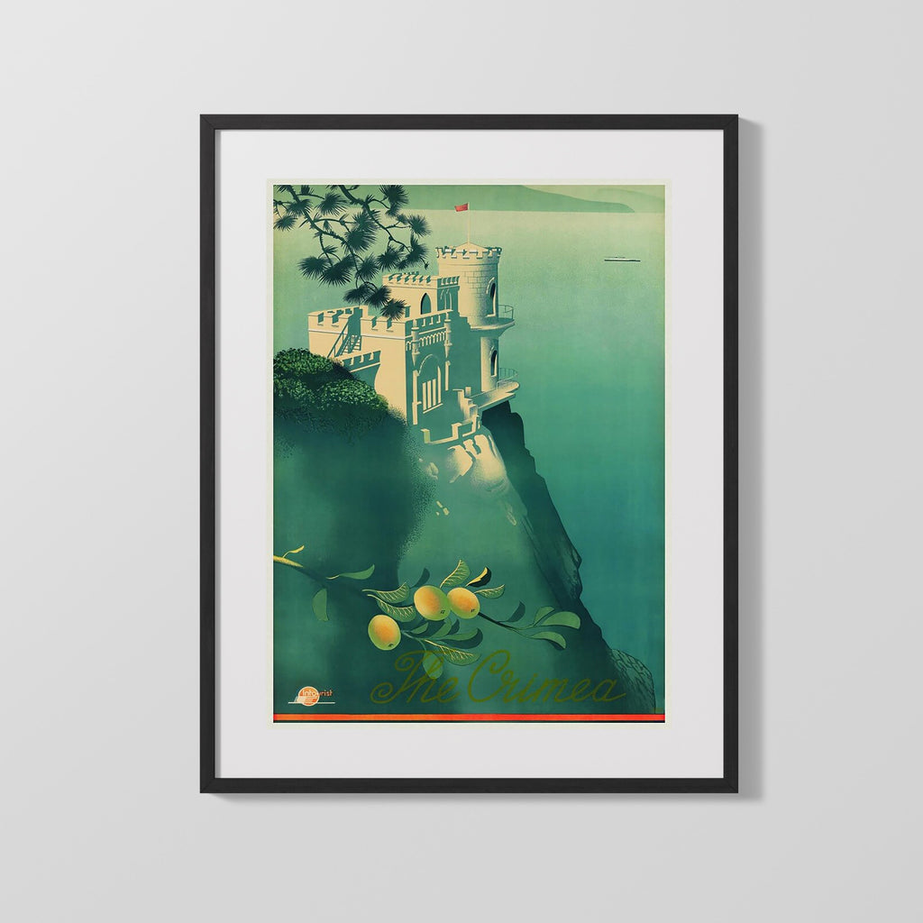 Classic Travel Poster - Crimea - Seaside Castle Travel Vintage Framed Prints Gallery Frame 16x20