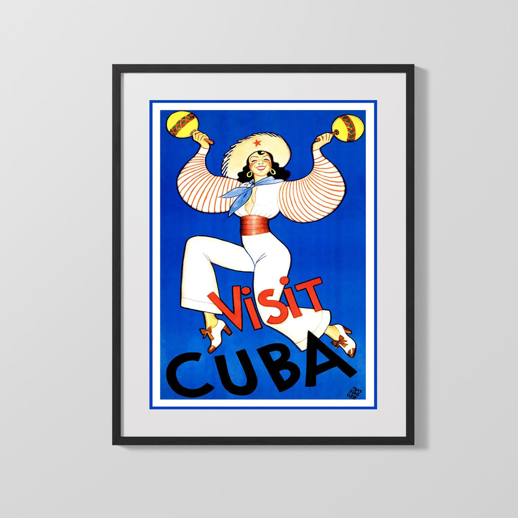Classic Travel Poster - Cuba - Maracas Travel Vintage Framed Prints Gallery Frame 16x20