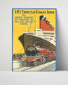 Classic Travel Poster - Cunard Liner - LMS Express Travel Vintage Framed Prints Poster 16x20