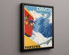 Classic Travel Poster - Davos - Parsenn Travel Vintage Framed Prints Floating Canvas 16x20
