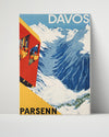 Classic Travel Poster - Davos - Parsenn Travel Vintage Framed Prints Poster 16x20