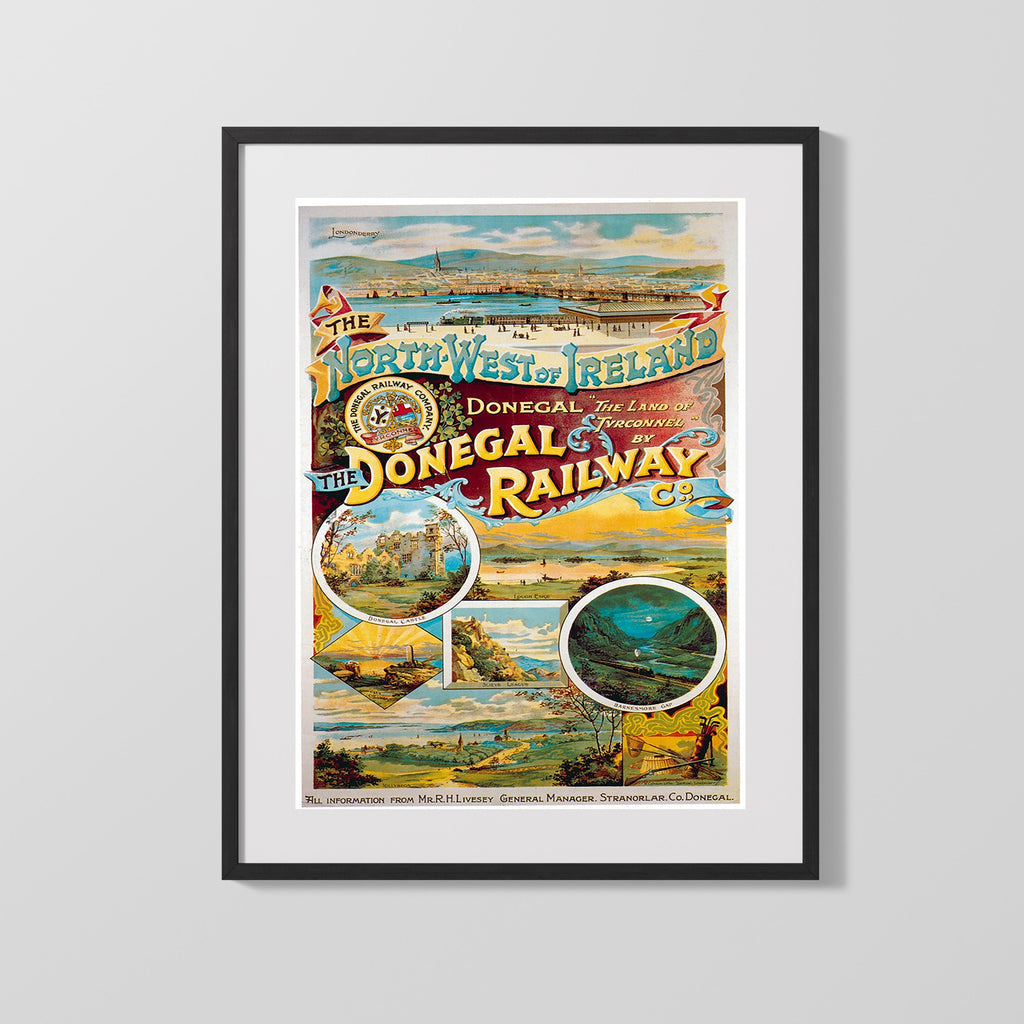Classic Travel Poster - Donegal - Railway Ireland Travel Vintage Framed Prints Gallery Frame 16x20