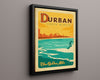 Classic Travel Poster - Durban - The Golden Mile Travel Vintage Framed Prints Floating Canvas 16x20