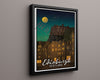 Classic Travel Poster - Edinburgh - Castle at Night Travel Vintage Framed Prints Floating Canvas 16x20