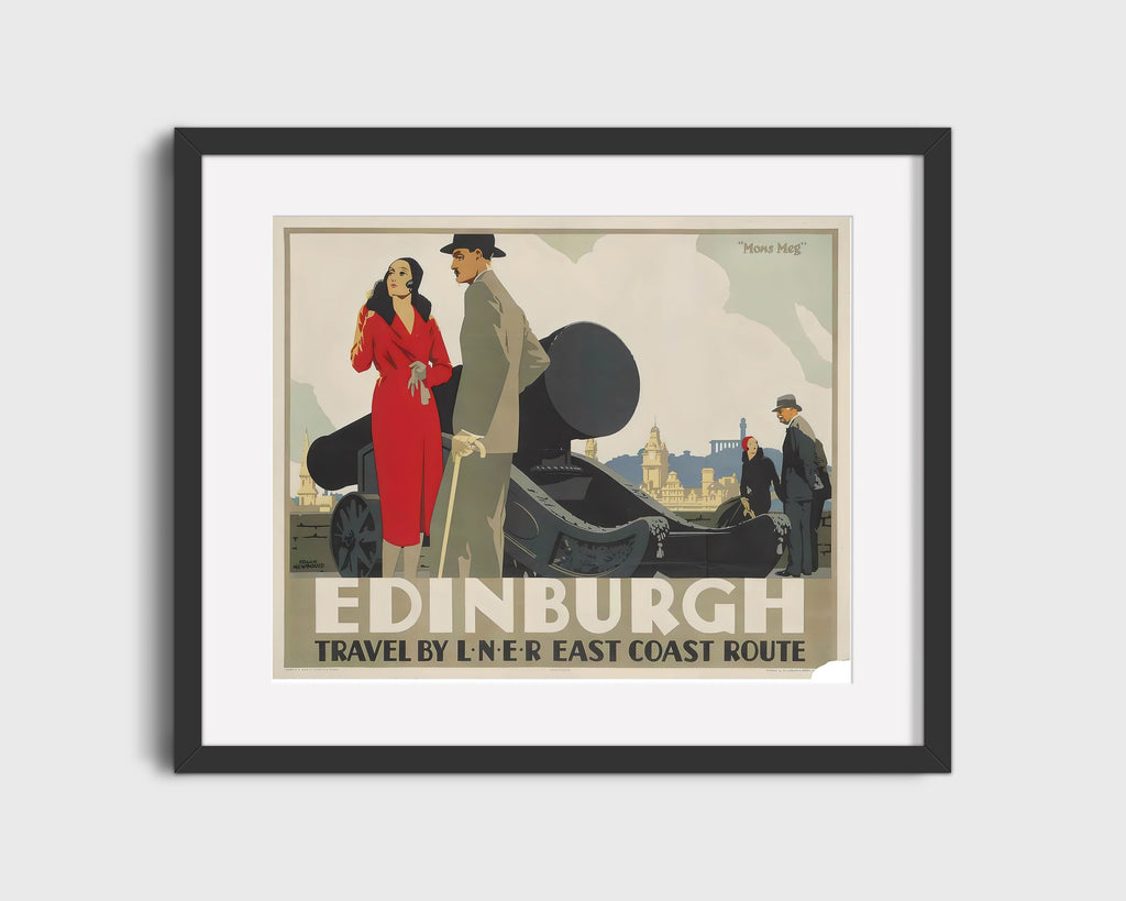 Classic Travel Poster - Edinburgh - Mons Meg Travel Vintage Framed Prints Gallery Frame 16x20