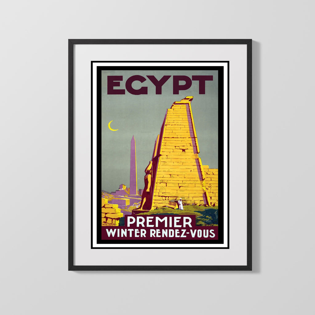 Classic Travel Poster - Egypt - Winter Rendezvous Travel Vintage Framed Prints Gallery Frame 16x20
