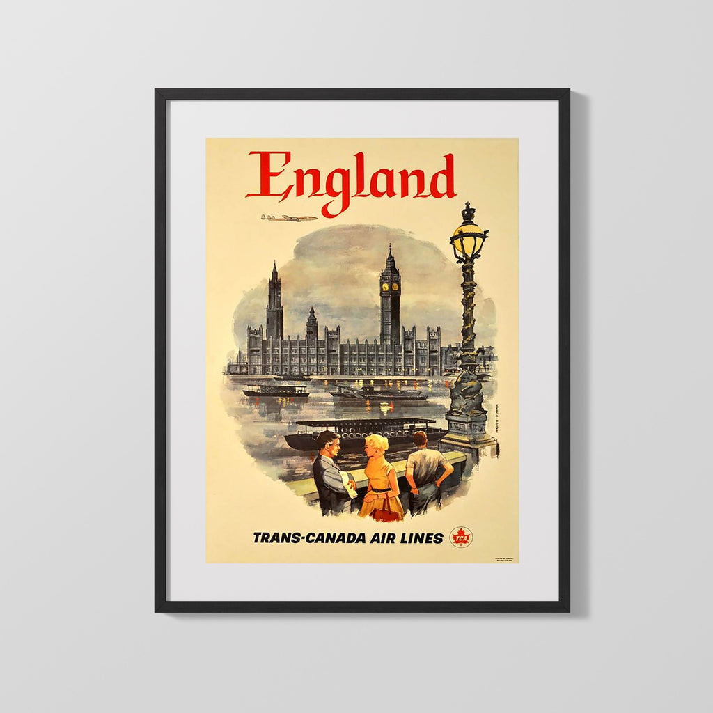 Classic Travel Poster - England - Big Ben TCA Travel Vintage Framed Prints Gallery Frame 16x20