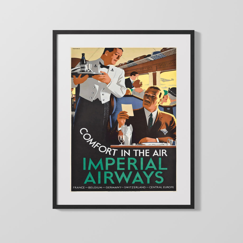 Classic Travel Poster - Europe - Imperial Airways Dining Travel Vintage Framed Prints Gallery Frame 16x20