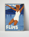 Classic Travel Poster - Flims - Swiss Alps Travel Vintage Framed Prints Poster 16x20