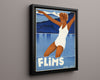 Classic Travel Poster - Flims - Swiss Alps Travel Vintage Framed Prints Floating Canvas 16x20