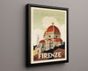 Classic Travel Poster - Florence - Duomo Cathedral Travel Vintage Framed Prints Floating Canvas 16x20
