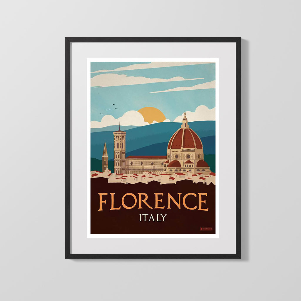 Classic Travel Poster - Florence - Italy Travel Vintage Framed Prints Gallery Frame 16x20