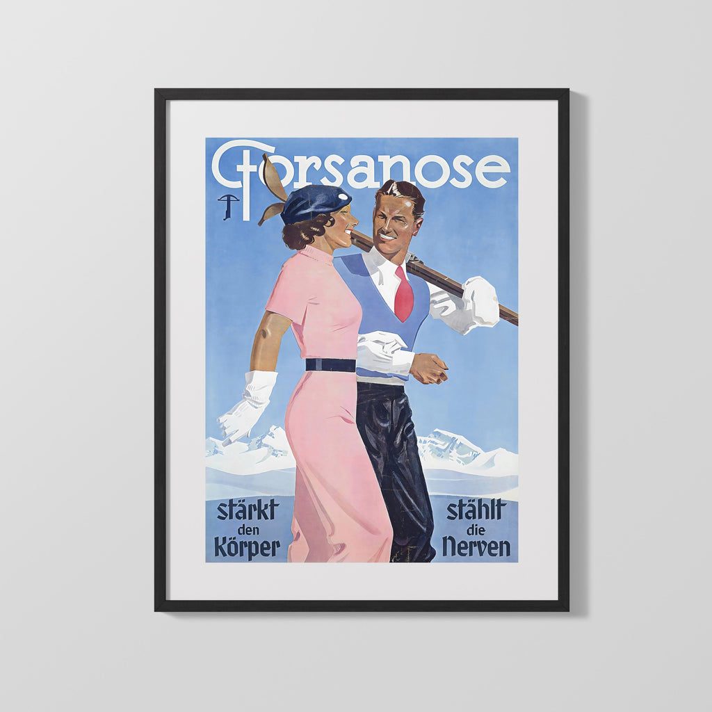 Classic Travel Poster - Forsanose - Ski Resort Poster Travel Vintage Framed Prints Gallery Frame 16x20
