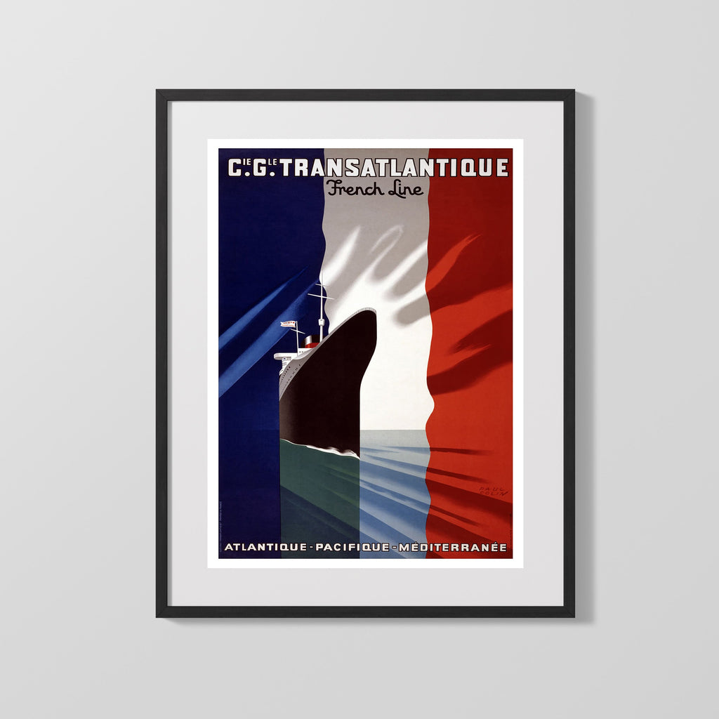 Classic Travel Poster - France - FrenchLine Travel Vintage Framed Prints Gallery Frame 16x20