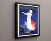 Classic Travel Poster - France - Marianne Map Travel Vintage Framed Prints Floating Canvas 16x20