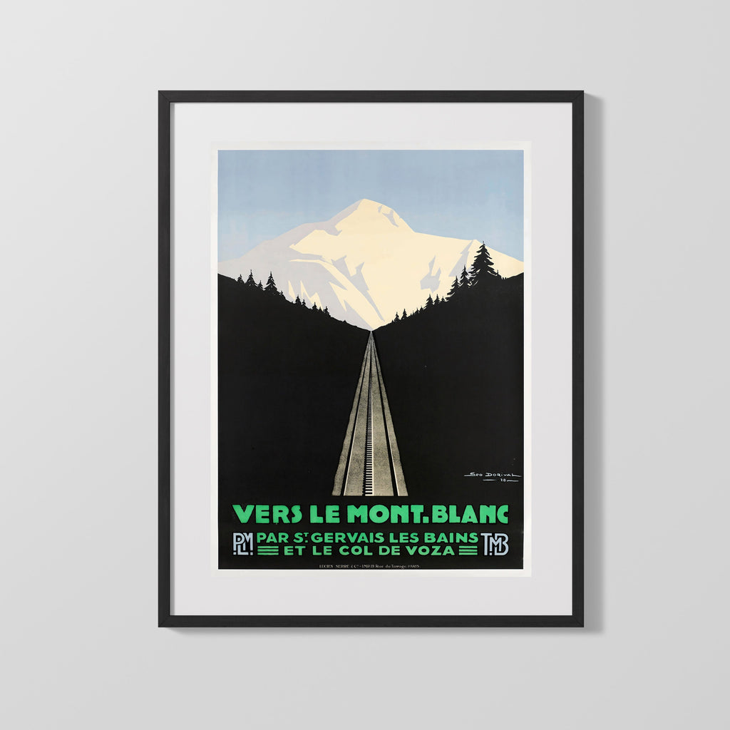 Classic Travel Poster - France - Mont Blanc Railway Travel Vintage Framed Prints Gallery Frame 16x20