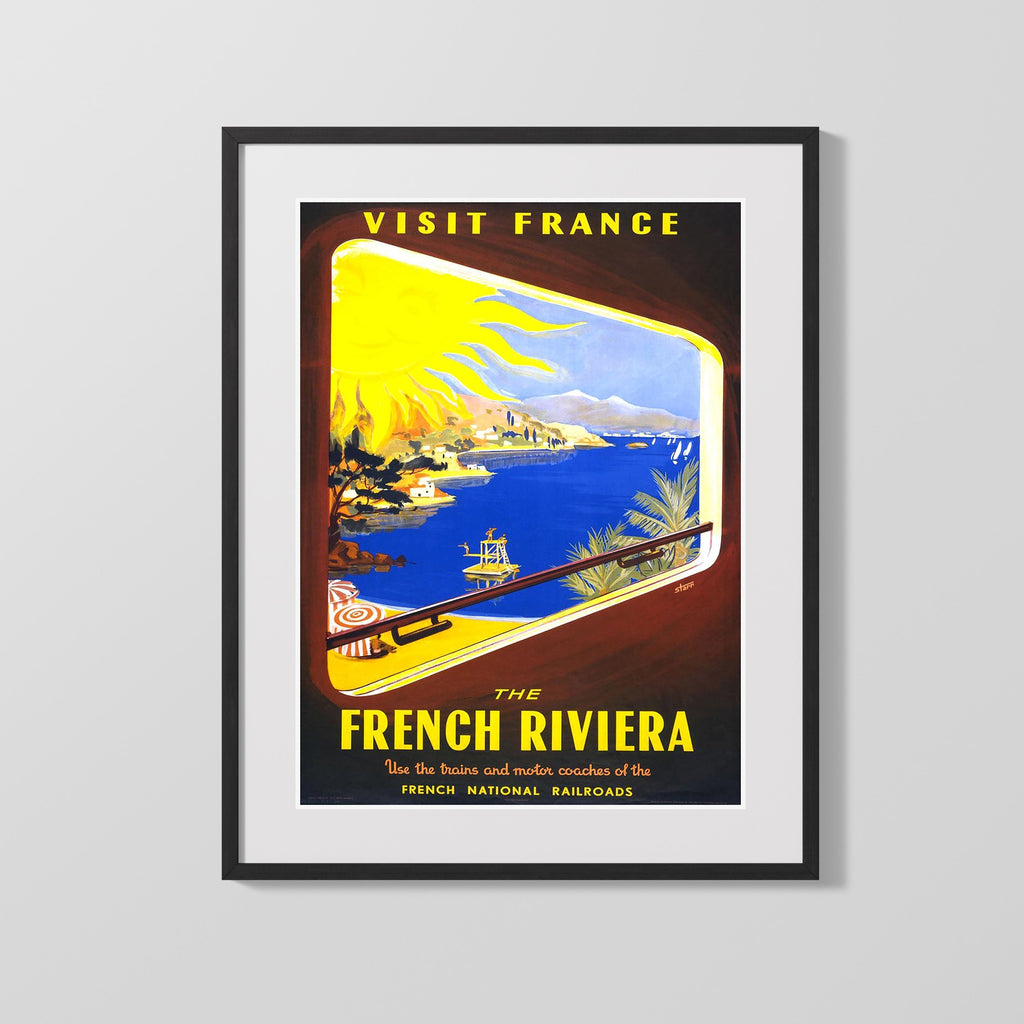 Classic Travel Poster - France - Riviera Travel Vintage Framed Prints Gallery Frame 16x20