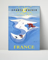 Classic Travel Poster - France - Winter Sports Travel Vintage Framed Prints Poster 16x20