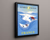 Classic Travel Poster - France - Winter Sports Travel Vintage Framed Prints Floating Canvas 16x20