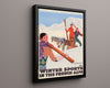 Classic Travel Poster - French Alps - Winter Sports Travel Vintage Framed Prints Floating Canvas 16x20