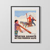 Classic Travel Poster - French Alps - Winter Sports Travel Vintage Framed Prints Gallery Frame 16x20