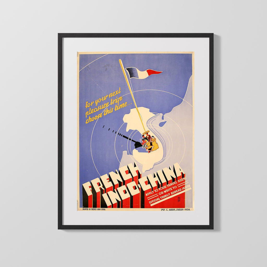 Classic Travel Poster - French Indochina - Travel Bureau Travel Vintage Framed Prints Gallery Frame 16x20
