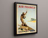 Classic Travel Poster - French West Africa - Air France Travel Vintage Framed Prints Floating Canvas 16x20