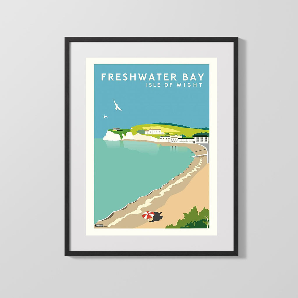 Classic Travel Poster - Freshwater Bay - Isle of Wight Travel Vintage Framed Prints Gallery Frame 16x20