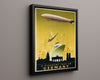 Classic Travel Poster - Germany - Zeppelin and Brandenburg Gate Travel Vintage Framed Prints Floating Canvas 16x20