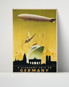 Classic Travel Poster - Germany - Zeppelin and Brandenburg Gate Travel Vintage Framed Prints Poster 16x20