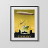 Classic Travel Poster - Germany - Zeppelin and Brandenburg Gate Travel Vintage Framed Prints Gallery Frame 16x20