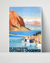 Classic Travel Poster - Gotthard - Swiss Railway Travel Vintage Framed Prints Poster 16x20