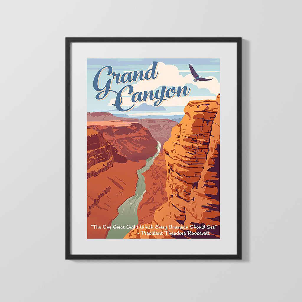 Classic Travel Poster - Grand Canyon - United States Travel Vintage Framed Prints Gallery Frame 16x20