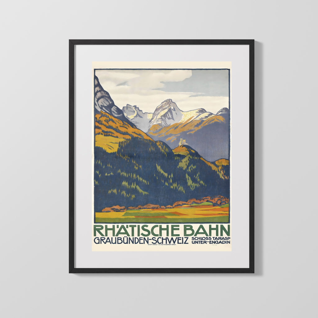 Classic Travel Poster - Graubunden - Rhatische Bahn Travel Vintage Framed Prints Gallery Frame 16x20