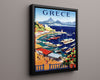 Classic Travel Poster - Greece - Athens Baie de Castella Travel Vintage Framed Prints Floating Canvas 16x20