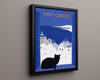 Classic Travel Poster - Greece - Santorini Cat Travel Vintage Framed Prints Floating Canvas 16x20