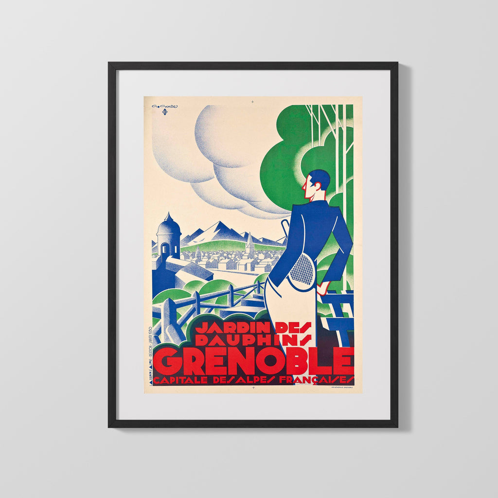 Classic Travel Poster - Grenoble - Jardin des Dauphins Travel Vintage Framed Prints Gallery Frame 16x20