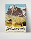 Classic Travel Poster - Grindelwald - Switzerland Travel Vintage Framed Prints Poster 16x20