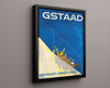 Classic Travel Poster - Gstaad Travel Vintage Framed Prints Floating Canvas 16x20