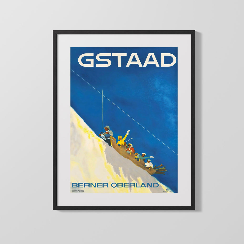 Classic Travel Poster - Gstaad Travel Vintage Framed Prints Gallery Frame 16x20