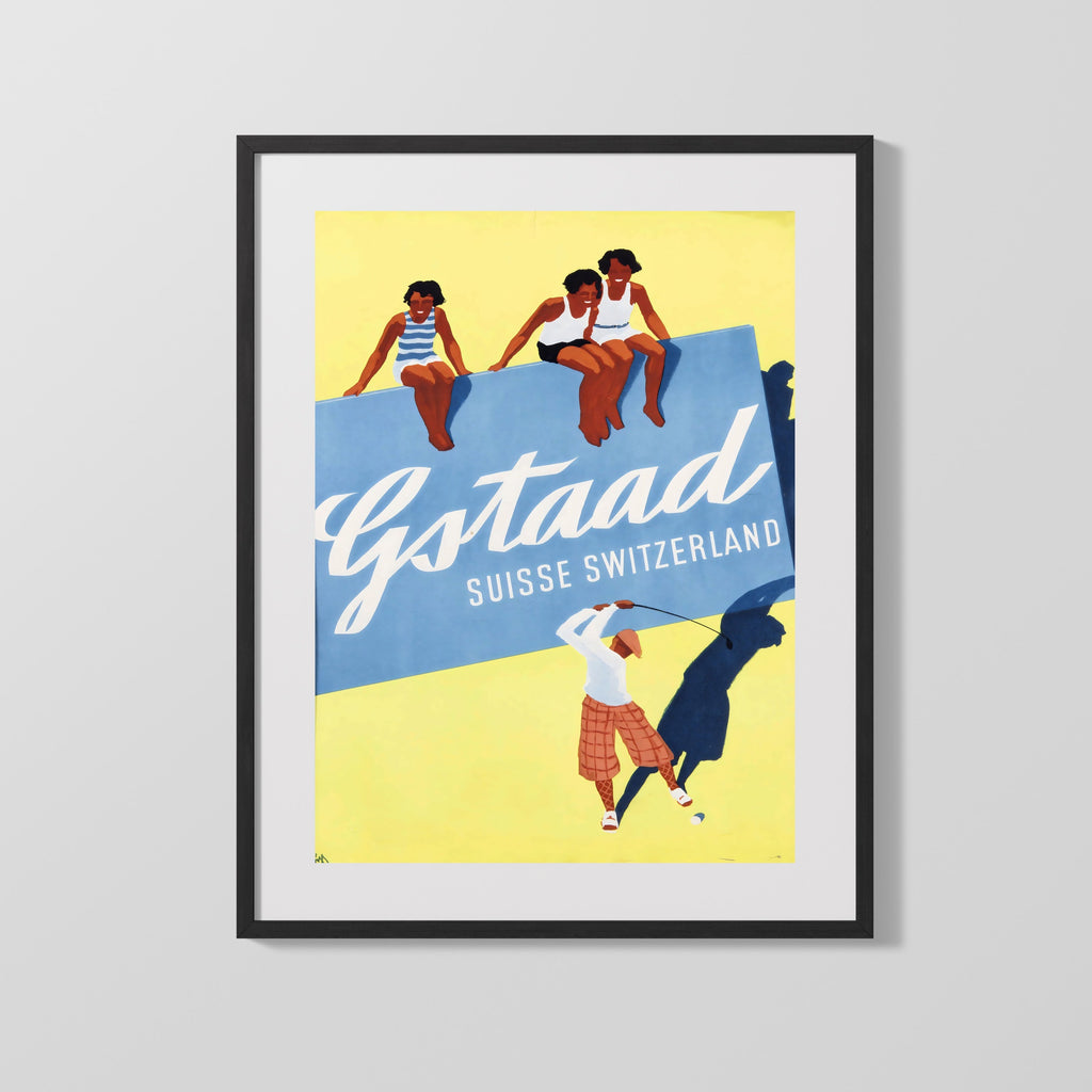 Classic Travel Poster - Gstaad - Berner Oberland Travel Vintage Framed Prints Gallery Frame 16x20