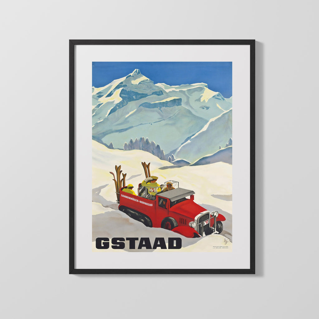 Classic Travel Poster - Gstaad - Palace Hotel Travel Vintage Framed Prints Gallery Frame 16x20