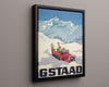 Classic Travel Poster - Gstaad - Switzerland Travel Vintage Framed Prints Floating Canvas 16x20