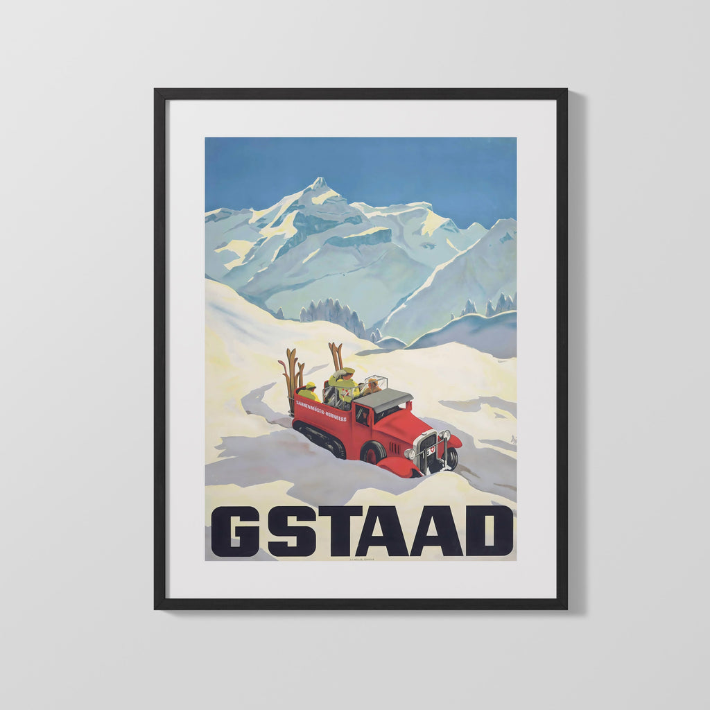 Classic Travel Poster - Gstaad - Switzerland Travel Vintage Framed Prints Gallery Frame 16x20