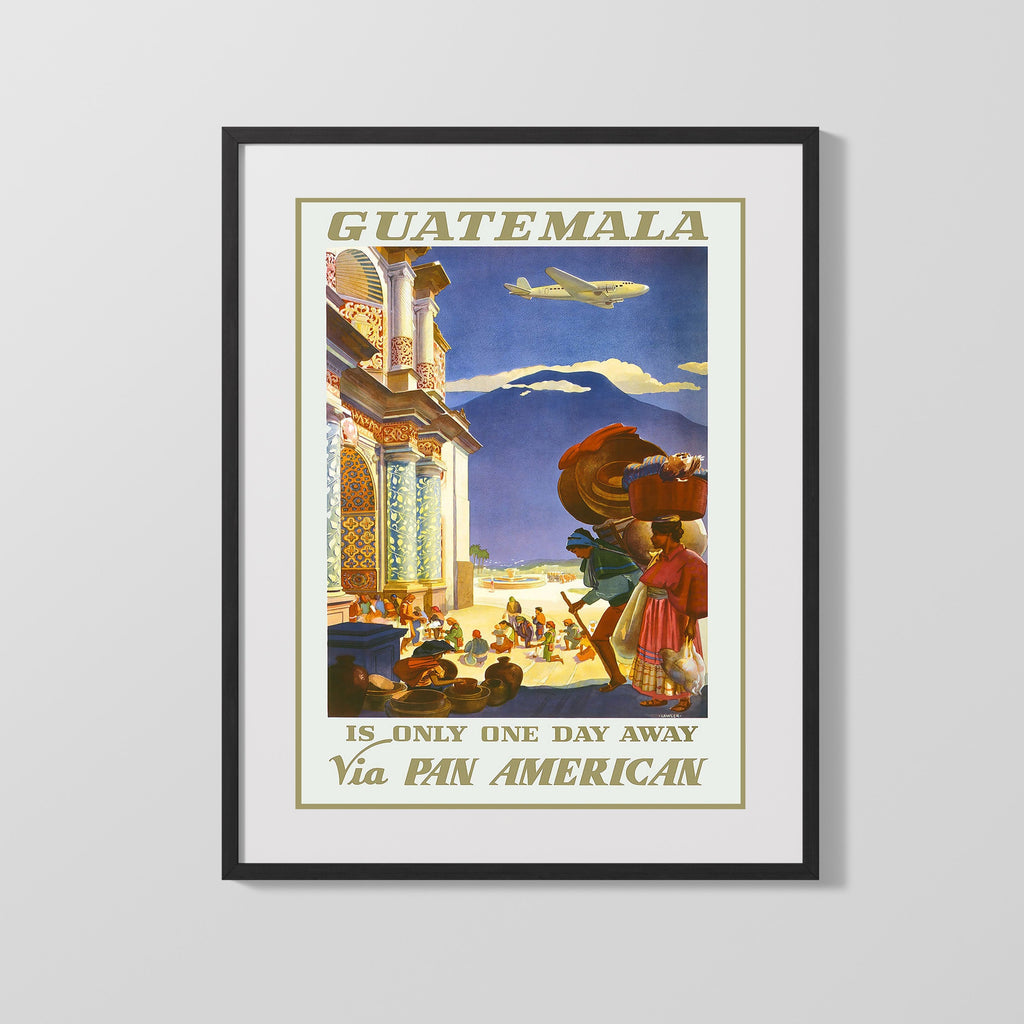 Classic Travel Poster - Guatemala - Pan American Travel Vintage Framed Prints Gallery Frame 16x20