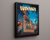 Classic Travel Poster - Havana - Cuba Travel Vintage Framed Prints Floating Canvas 16x20