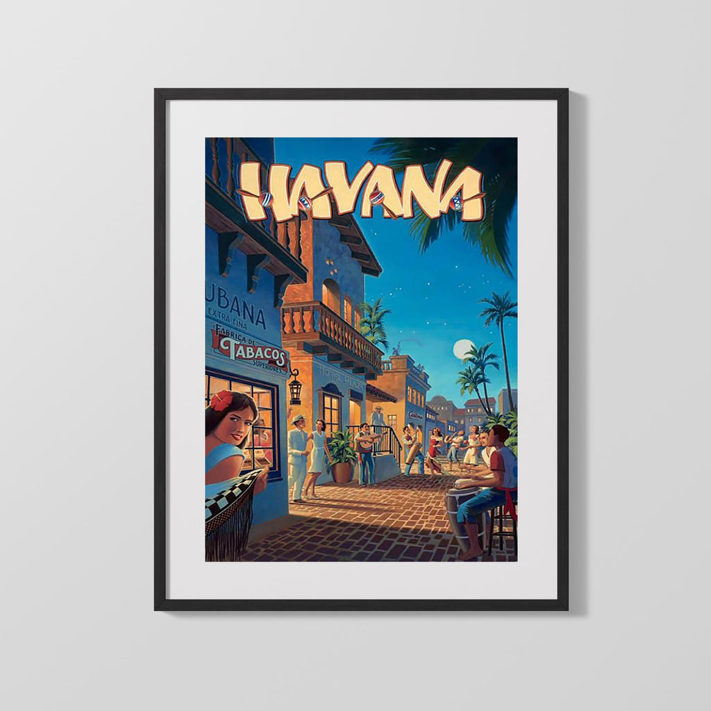 Classic Travel Poster - Havana - Cuba Travel Vintage Framed Prints Gallery Frame 16x20
