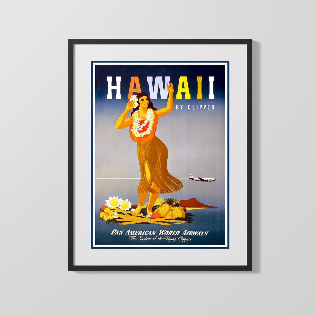Classic Travel Poster - Hawaii - By Clipper Travel Vintage Framed Prints Gallery Frame 16x20
