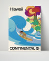 Classic Travel Poster - Hawaii - Continental Travel Vintage Framed Prints Poster 16x20